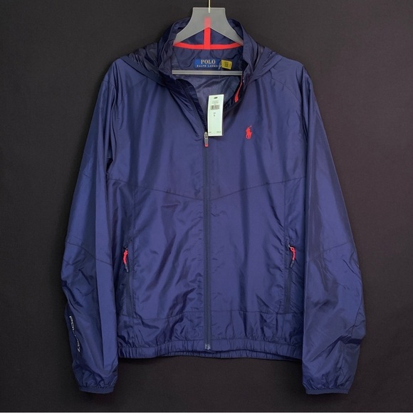 POLO RALPH LAUREN Men’s Water Resistant Zip Windbreaker Jacket w/ Packable hood